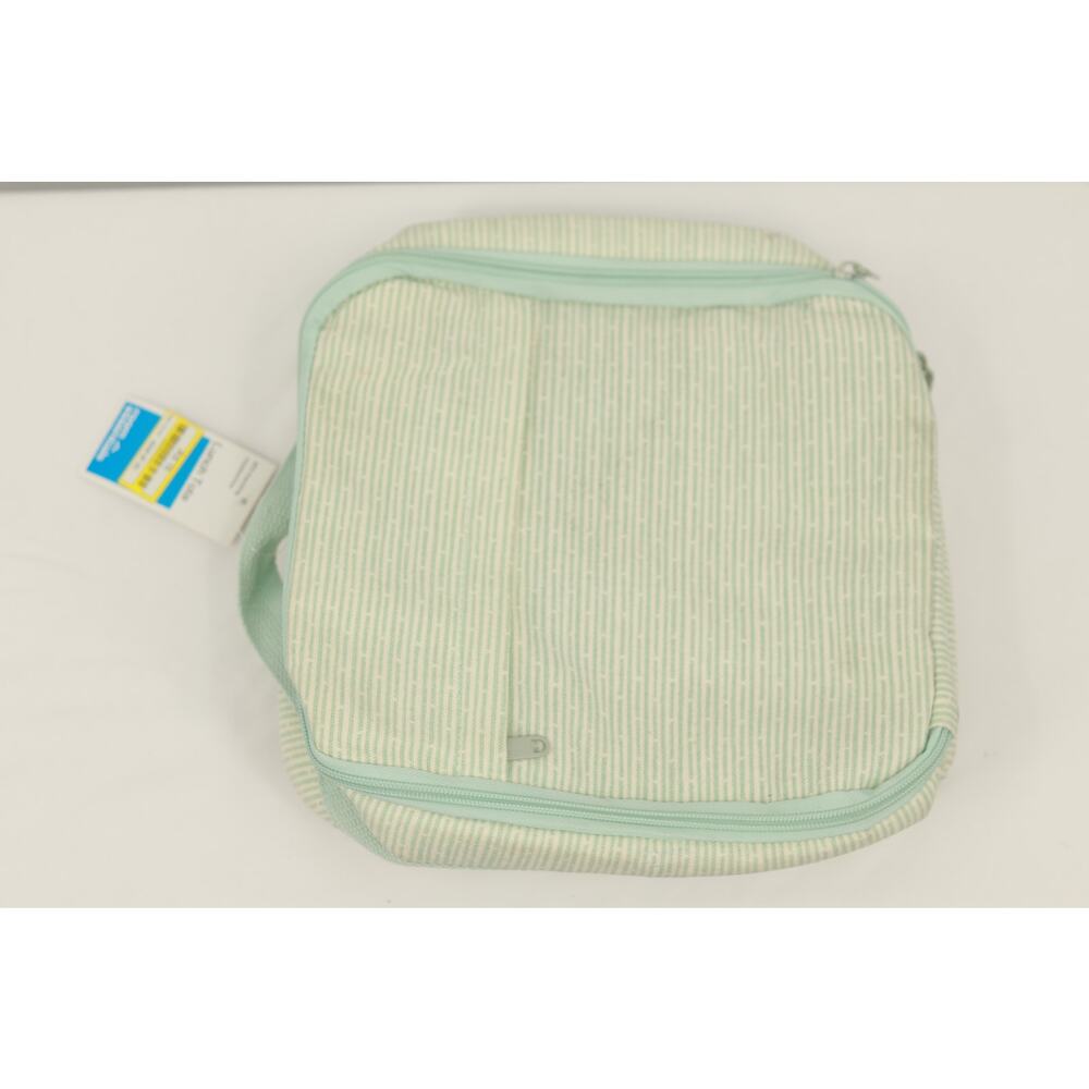 Room Essentials Recycled Cotton Lunch Tote Bag Front Pocket Mint/White One Size